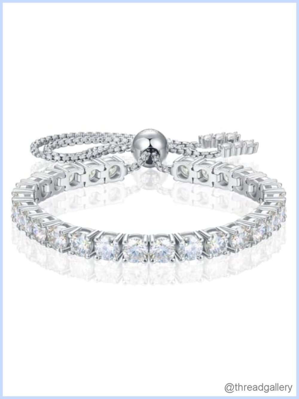 Moissanite Tennis Bracelet 18K White Gold Plated S925 Sterling Silver Adjustable